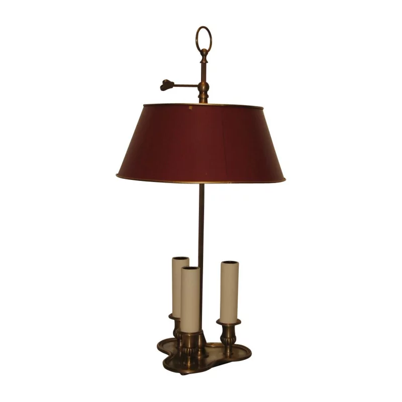 bouillotte lamp 3 lights with clover tray, in patinated brass, … - Moinat - Table lamps