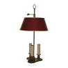 bouillotte lamp 3 lights with clover tray, in patinated brass, … - Moinat - Table lamps