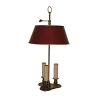 Bouillotte-Lampe 3 Lichter mit Kleeblatt, aus patiniertem Messing, … - Moinat - Tischlampen