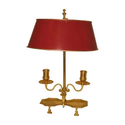 Empire Bouillotte-Lampe aus vergoldeter Bronze mit 2 Lichtern, mit …