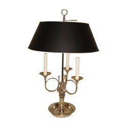 Directoire bouillotte lamp in silvered bronze with 3 lights, …