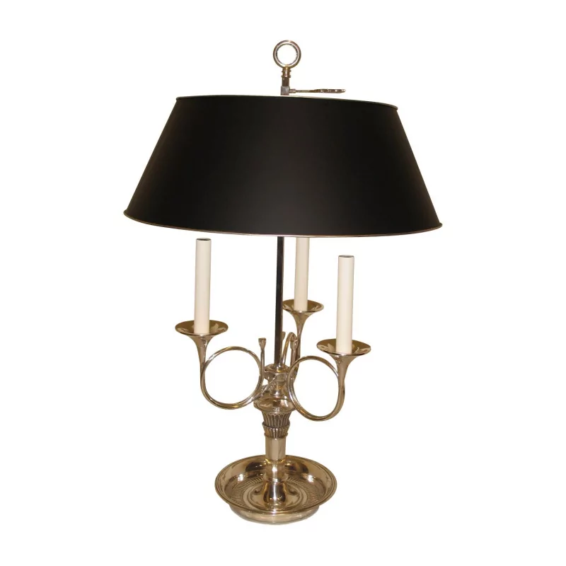 Lampe bouillotte Directoire en bronze argenté à 3 lumières, … - Moinat - Lampes de table