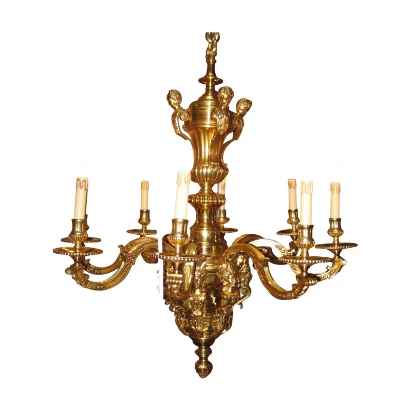 Kronleuchter im Louis XIV-Stil aus ziselierter Bronze mit 8 Lichtern. - Moinat - Deckenleuchter