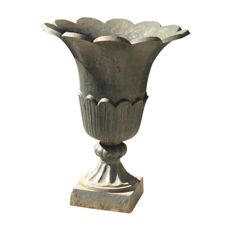 Urne "Tulipe" en fonte patinées vert. - Moinat - Urnes, Vases Urne "Tulipe" en fonte patinées vert. - Moinat - Urnes, Vases