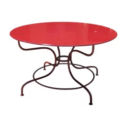 “Arditi” table in oxblood painted wrought iron.