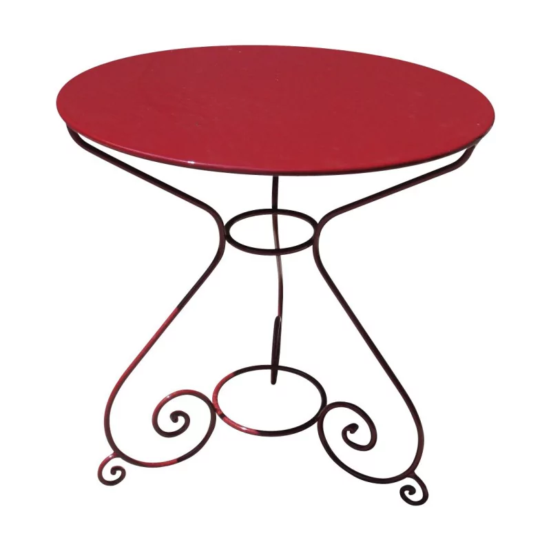round wrought iron garden table painted red. - Moinat - Heritage