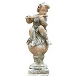 Statue in reconstituted stone “Flute Player”. Base 27 x 27 …