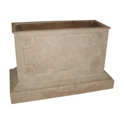 Large rectangular planter in carved and painted wood, without …