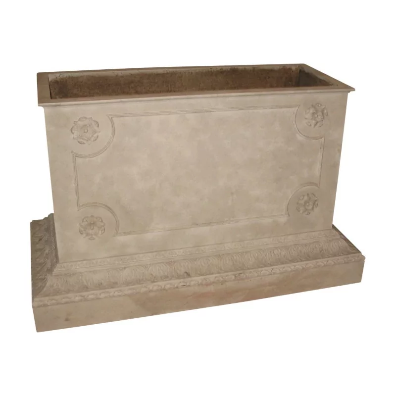 Large rectangular planter in carved and painted wood, without … - Moinat - Flowerpot holders, Interior planters