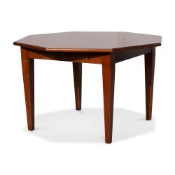 Octagonal cherry wood dining table, with 1 drawer,