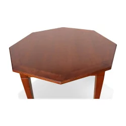 Octagonal cherry wood dining table, with 1 drawer,