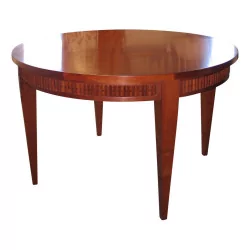 round dining room table in cherry wood, with 2 extensions.