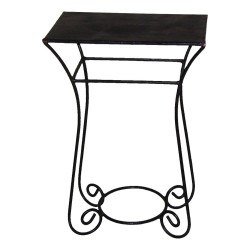 Table - harness, black patinated leather top.