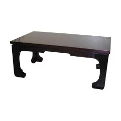 Chinese style brown lacquered solid walnut coffee table.