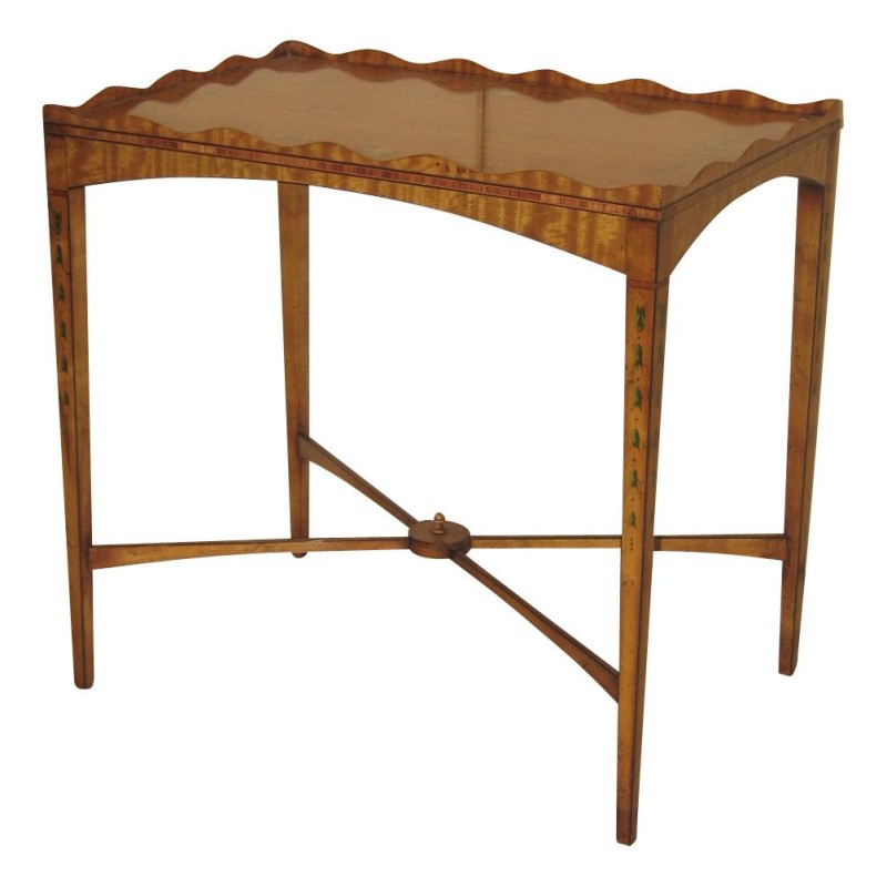 Table de salon rectangulaire en satiné avec décor peint. - Moinat - Tables de salon Table de salon rectangulaire en satiné avec décor peint. - Moinat - Tables de salon