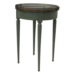 Louis XVI hot water bottle table in green lacquered wood, with …