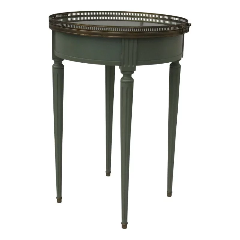 件路易十六时期的绿漆木热水瓶桌，配有…… - Moinat - End tables, Bouillotte tables, 床头桌, Pedestal tables
