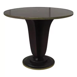 “Primavera” art-deco pedestal table, mahogany color, with surround …