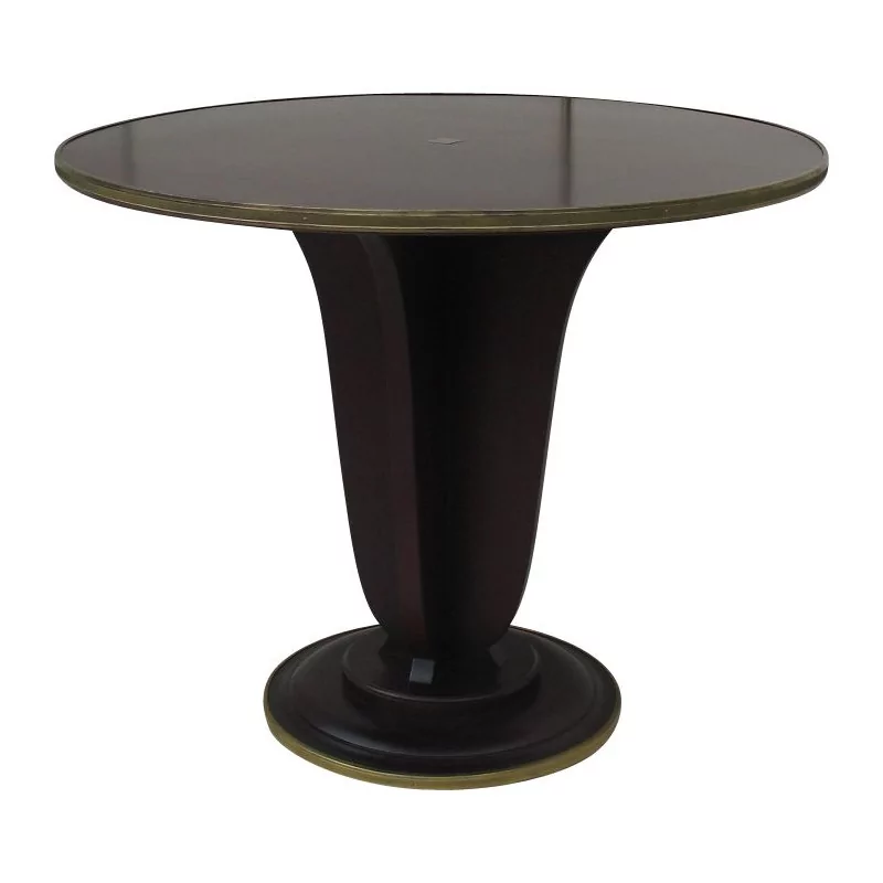 “Primavera” art-deco pedestal table, mahogany color, with surround … - Moinat - End tables, Bouillotte tables, Bedside tables, Pedestal tables