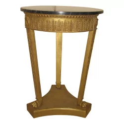 Empire pedestal table in gilded wood, with black marble top.