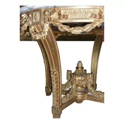 Large Louis XVI style pedestal table in carved and gilded wood, …