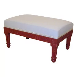 Louis XVI red lacquered footrest, without fabric.