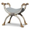 Empire stool in patinated wood, upholstered in white. - Moinat - Stools, Benches, Pouffes