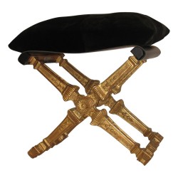 Ployant Louis XIV in gilded wood with shaved mink cushion.