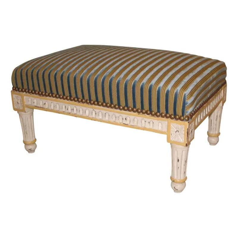 white lacquered Louis XVI footstool with yellow net, … - Moinat - Stools, Benches, Pouffes