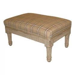 Louis XVI gray lacquered footstool, traditional upholstery, …