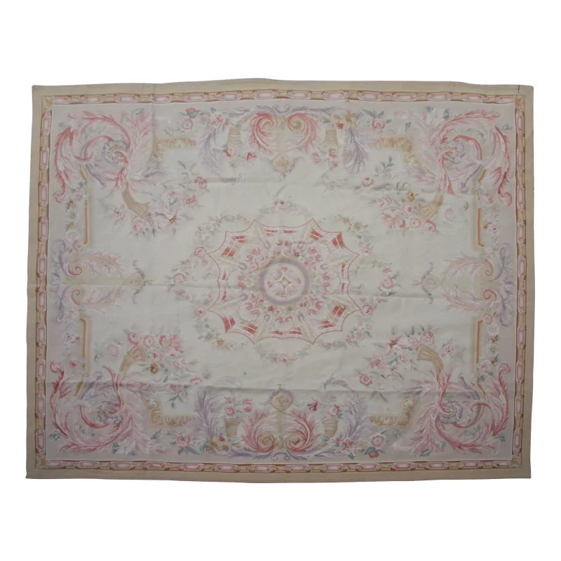 Aubusson 地毯设计 791 - X。颜色：粉色、米色、红色、 - Moinat - Tapis Beaulieu