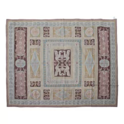 Teppich Aubusson Dessin 0170. Farben: Blau, Rosa, Braun, Beige