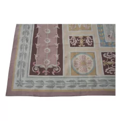 Aubusson rug design 0170. Colours: Blue, pink, brown, beige