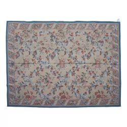 Aubusson 地毯设计 0022。颜色：蓝色、米色、棕色、绿色……