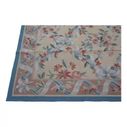 Aubusson 地毯设计 0022。颜色：蓝色、米色、棕色、绿色……