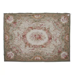 Aubusson 地毯设计 0124-G。颜色：粉色、绿色、棕色、……
