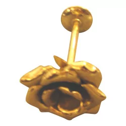 Pair of “Rose” hooks in gilded brass.