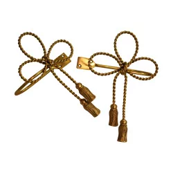 Pair of “Node” coat hooks in gilded brass.