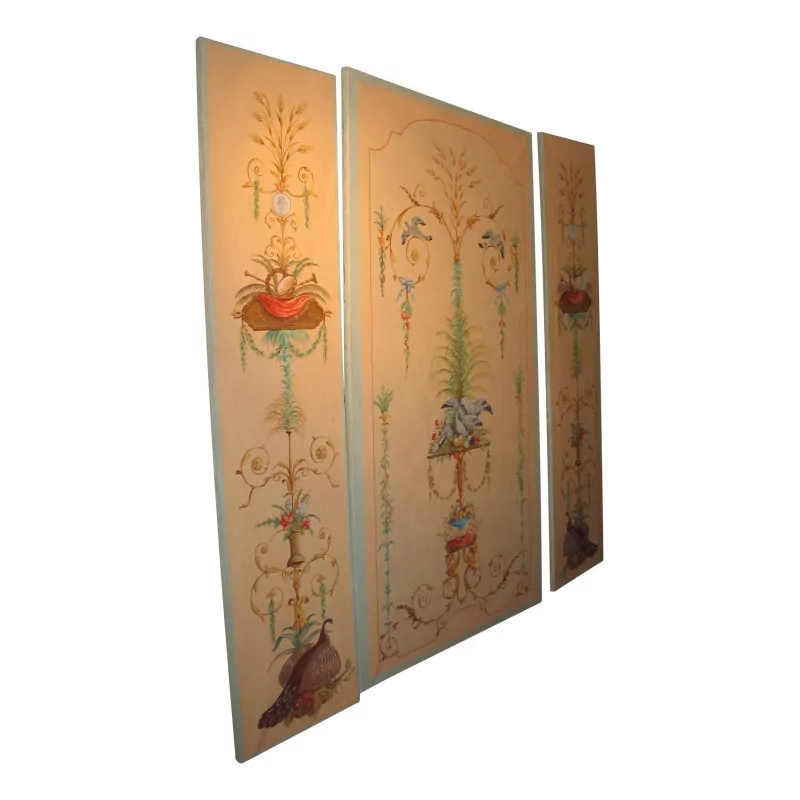 3 Panels in canvas with decorative painting, finish … - Moinat - Wall decoration, Hanging consoles