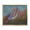 Oil painting on canvas “La grande Dent du Veisivi”, by Henri - Moinat - Painting - Landscape