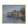 Painting, oil on canvas “Nernier, edge of Lake Geneva - … - Moinat - Ruegger