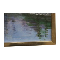Gemälde, Öl auf Leinwand „Nernier, Genferseeufer - …