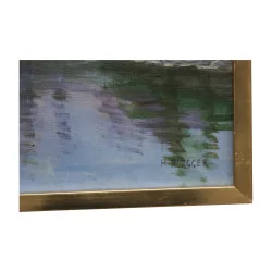 Tableau, huile sur toile “Nernier, bord du Lac Léman - …