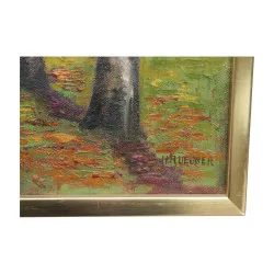 油画，布面油画“秋天的小巷”，Henri RUEGGER …