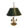 Lampe bouillotte ajourée avec abat-jour en tôle vert. - Moinat - Lampes de table