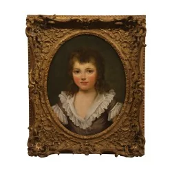 长方形画框内的椭圆形画作“一个小人物的肖像……