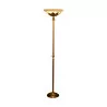Floor lamp in polished brass and colorless varnish, opaline glass - Moinat - Opaline