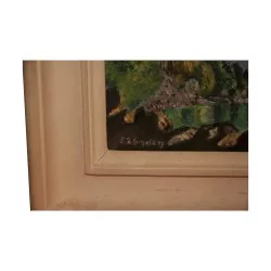 布面油画“Château de Chillon”，署名较低……