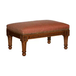 Louis XVI footstool in stained antique patinated cherry wood …