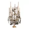 Palermo candle holder candelabra in patinated gold metal and crystals, - Moinat - Table lamps